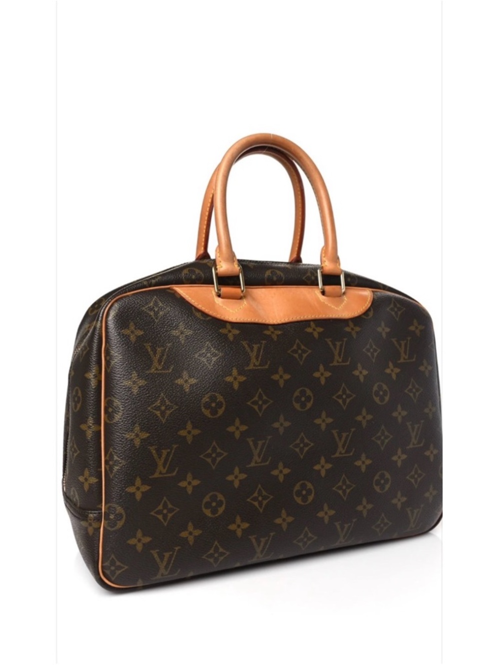Louis Vuitton Monogram Deauville Canvas Handheld Satchel in Brown and Tan